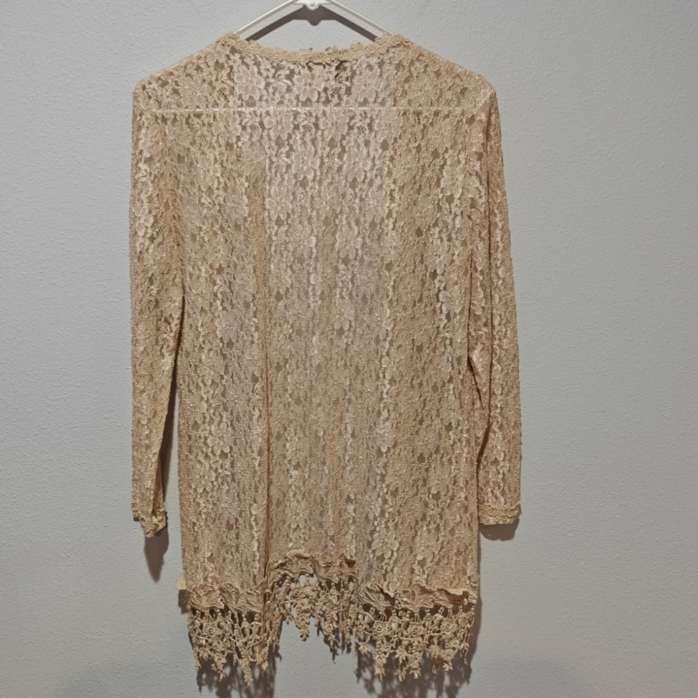 Fairy Rose Lace Cardigan Vintage Flowers Whimsy Flowy Coachella Festival Small - Picture 3 of 9